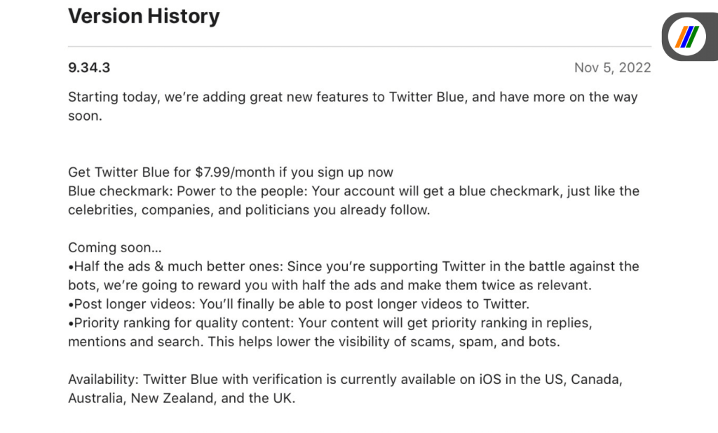 twitter blue of $8 update